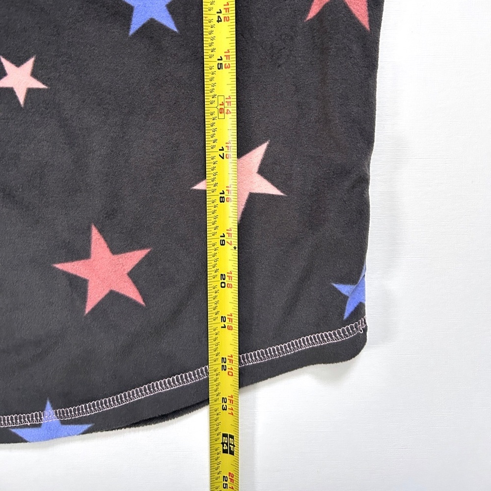 PJ Salvage Silky Velour Star Pajama Top XS Charcoal Gray Soft Luxe Sleep Lounge - Picture 5 of 9